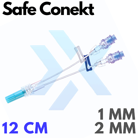 Линии инфузионные Safe Conekt - Duo на два подключения через луер-лок клапан – внутренний диаметр 1 мм, внешний диаметр 2 мм, длина 12 см от «ХайтекМед»