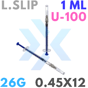 Шприц 1 мл инсулиновый U-100 с иглой 0,45х12 мм (26Gx1/2") luer slip от «ХайтекМед»