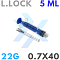 Шприц 5 мл с иглой 0,7х40мм (22Gх1 1/2") luer lock от «ХайтекМед»