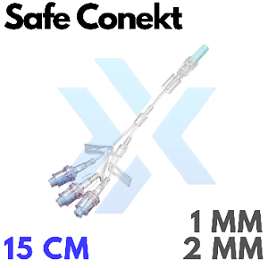Линии инфузионные Safe Conekt - Trio на три подключения через луер-лок клапан – внутренний диаметр 1 мм, внешний диаметр 2 мм, длина 15 см от «ХайтекМед»