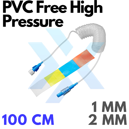 Линии инфузионные PVC Free High Pressure Extension Line (витая) – внутренний диаметр 1 мм, внешний диаметр 2 мм, длина 100 см. от «ХайтекМед»