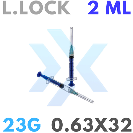 Шприц 2 мл с иглой 0,63х32мм (23Gх1 1/4") luer lock от «ХайтекМед»